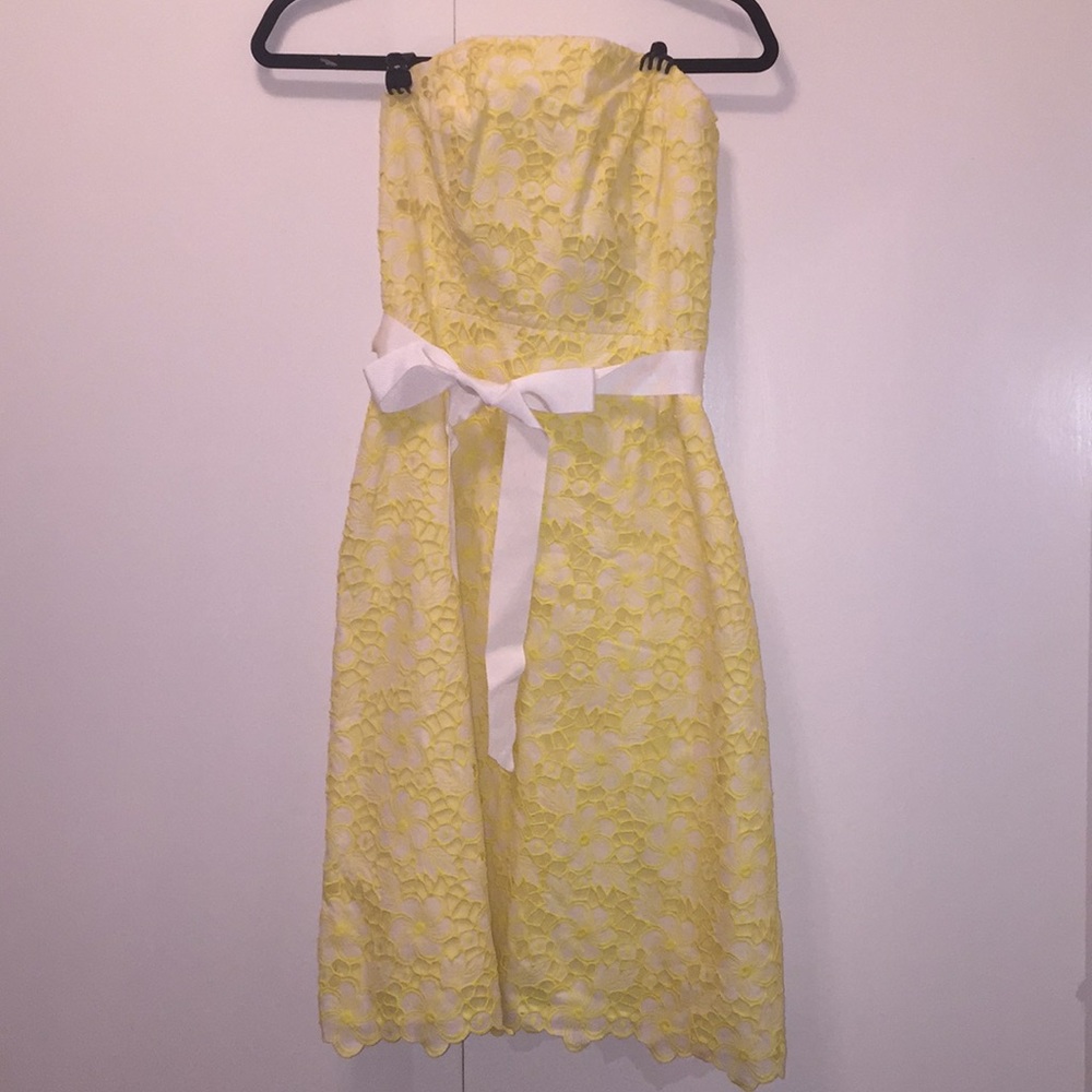 LILLY PULIZTER, Yellow Strapless Dress